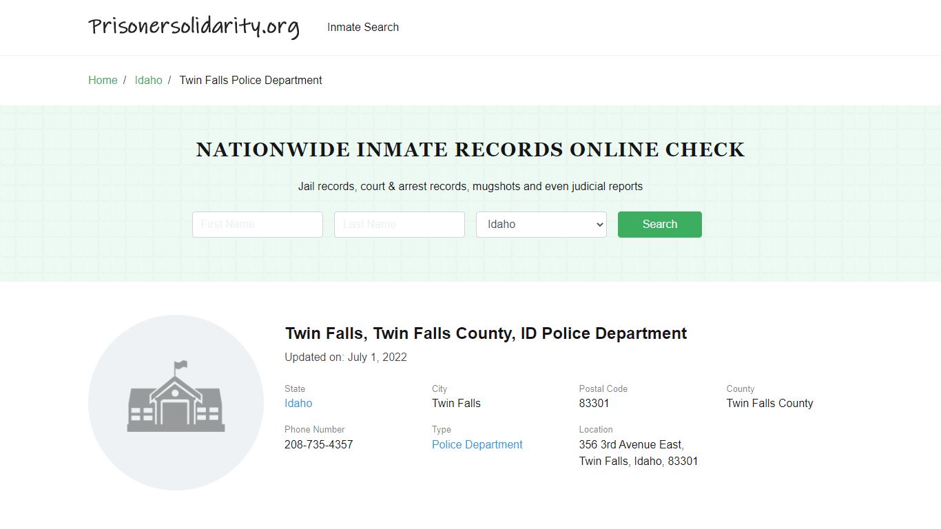 Twin Falls, ID Police - City Jail Inmates, Arrests - Prisoner Solidarity